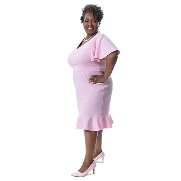 Kasper Women's Size Small Flutter-Sleeve Pink Sheath Dress NWT - Picture 2 of 5